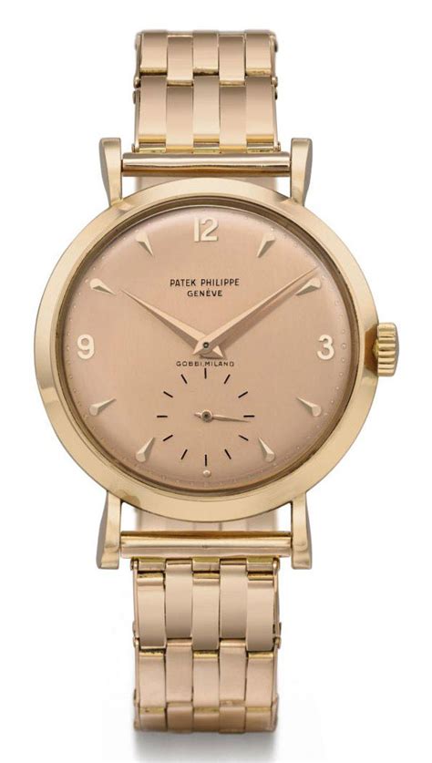 Patek Philippe. A fine and rare large 18K pink gold wristwatch with 